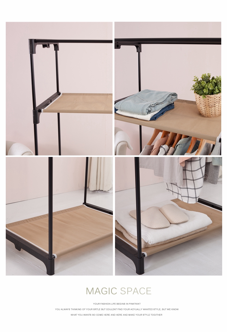 【Fun架趣】50x70x150高cm 簡易型衣櫥組(附布套)【吊衣架 晒衣架 外宿 租屋曬衣架 衣櫃 布套衣櫥】